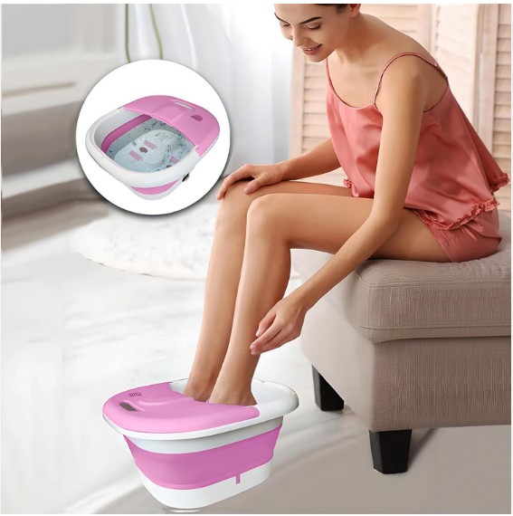 hot sale foldable foot bath with heater, electric foot bath massager with bubbles + 4 massage rollers + vibration + constant temperature 45 °c, folding foot bath, foot massage spa, multicolor