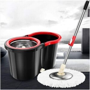 mop and bucket with wringer set,360° mop and bucket system with extra microfiber mop refills and 59" extended handle for floor cleaning, multicolor