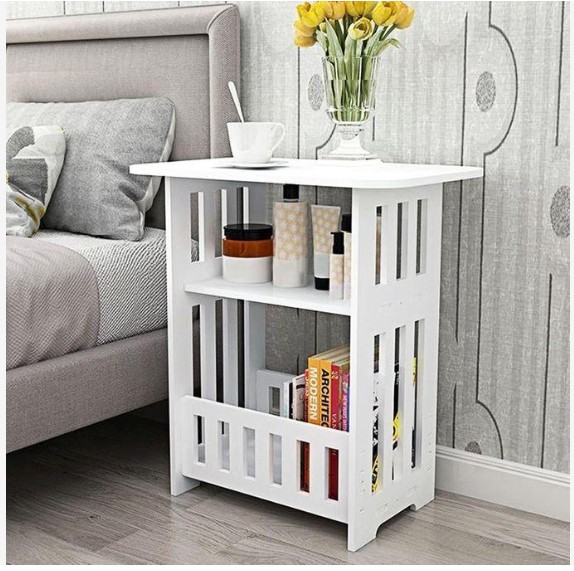 hot sale 3 tier side table 48cmx33cmx24cm narrow bedside table white end table slim side table with storage shelf modern nightstand coffee table