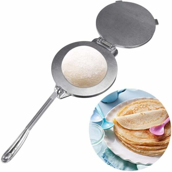 tortilla press with foldable handle, 6.5 inch tortilla press aluminum tortilla press maker manual roti maker dough press quesadilla maker empanada maker press chapati to rotate pizza press, 36.5x16.5cm, non stick, multicolor