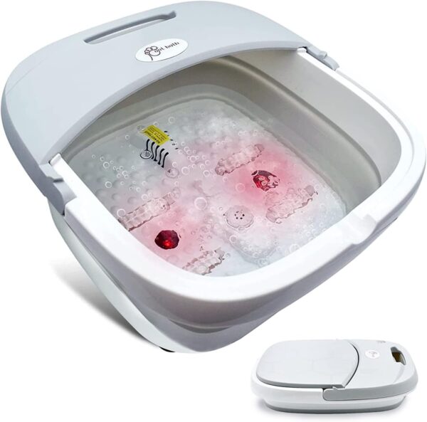 hot sale foldable foot bath with heater, electric foot bath massager with bubbles + 4 massage rollers + vibration + constant temperature 45 °c, folding foot bath, foot massage spa, multicolor