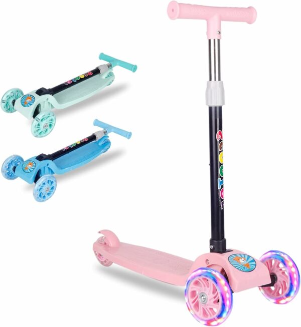 hot sale scooter for kids, adjustable & folding 3 wheel scooter, led light up wheels, for 2 8 years old, pack of 1, multicolor