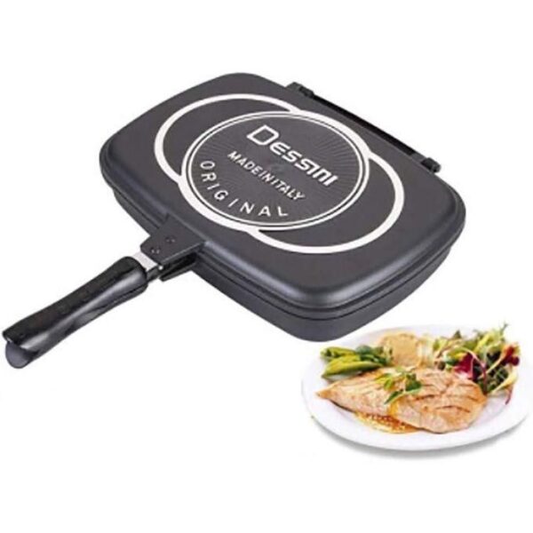 dessini hot sale heavy double pan /meat grill non stick aluminum die cast two sided double grill non stick pressure pan black 40cm*15cm*8cm