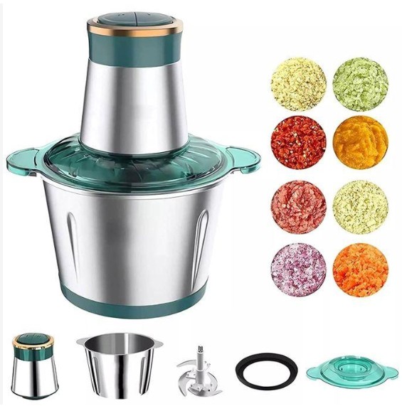 hot sale 3l electric mini food chopper food processor meat grinder,4 bi level blades,2 speed,stainless steel bowl kitchen mincer blender for meat, vegetables, fruits, onion, multicolor