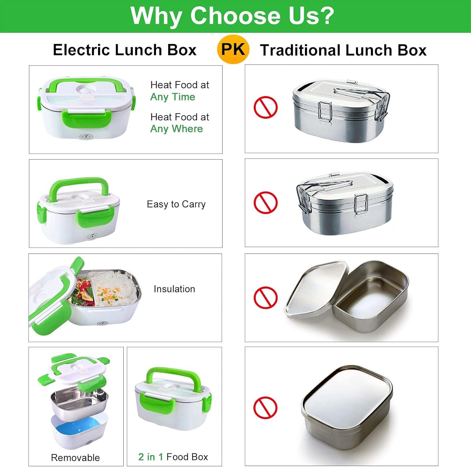 hot sale electric lunch box, heated lunch box with removable 1.5l stainless steel container, portable food warmer lunch box for car office school and home use, 110v 12v 40w, multicolor hot sale electric lunch box, heated lunch box with removable 1.5l stainless steel container, portable food warmer lunch box for car office school and home use, 110v 12v 40w, multicolor