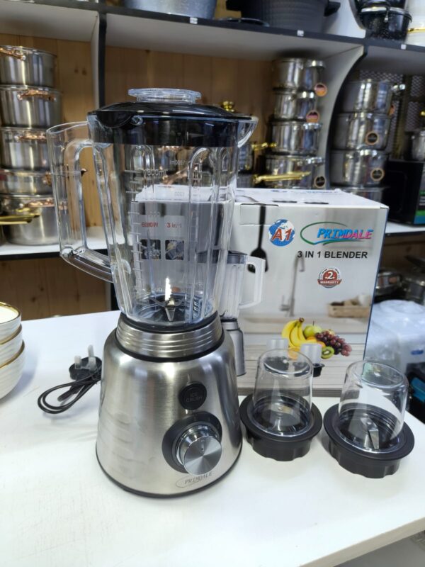 primdale 3 in 1 food processor blender with stainless steel blades & glass jar