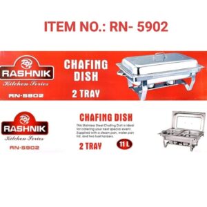 11ltr stainless steel chaffing dish, 11ltr double tray chaffing dish, chafing dish buffet set, 8 quart stainless steel catering serve chafer, restaurant food warmer, rectangular buffet stove with 2 half size food pans and folding frame, pack of 1