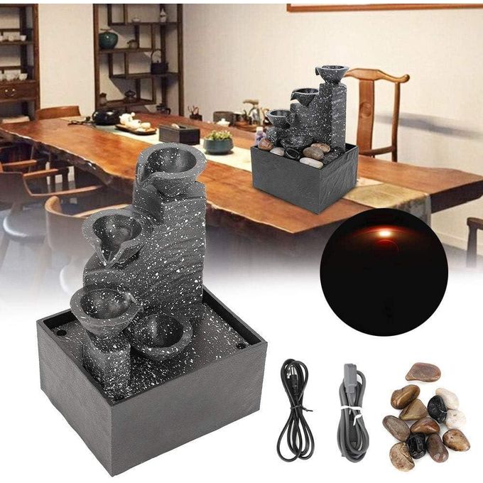 3 tier black tabletop water fountain with led light abs/pp, 11.2x9x17cm, usb powered, indoor decoration 3 tier black tabletop water fountain with led light abs/pp, 11.2x9x17cm, usb powered, indoor decoration