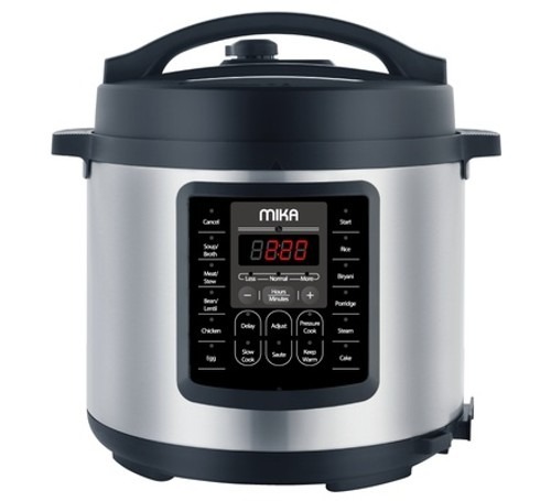 mika 6l electric pressure cooker with stainless steel non stick inner pot – 15 in 1 smart multi cooker with 24 hour delay timer for fast gourmet home cooking