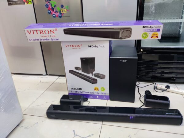 vitron v685sbd 5.1 channel surround sound soundbar system – 22500w pmpo home theatre system with subwoofer, bluetooth, usb & remote control for cinematic audio experience