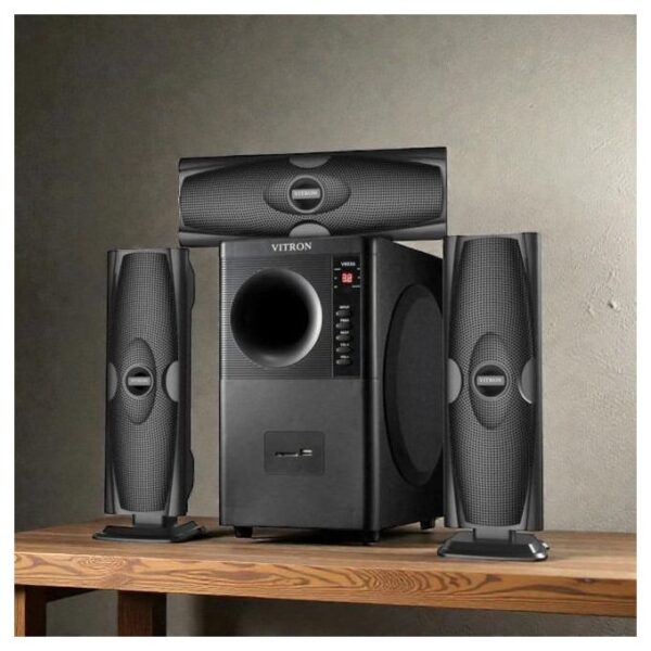 vitron v635 3.1 multimedia subwoofer speaker system with bluetooth – 10000w peak power home theatre system with deep bass, usb, fm radio & ac/dc support (1 year warranty)