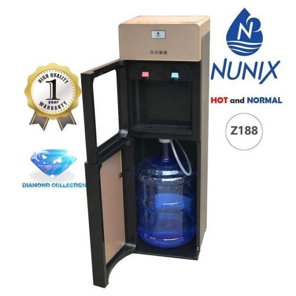 nunix z188c bottom load water dispenser – hot & normal water dispenser, champagne finish