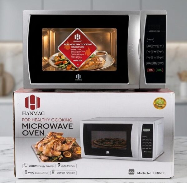 hanmac hmr20e 20l digital solo microwave oven – compact black microwave with digital controls