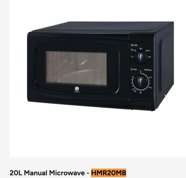 hanmac hmr20mb 20l manual microwave oven – black analog microwave with knob controls,