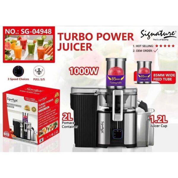 signature 1000w commercial centrifugal juicer – heavy duty juice extractor with 85mm wide feed chute