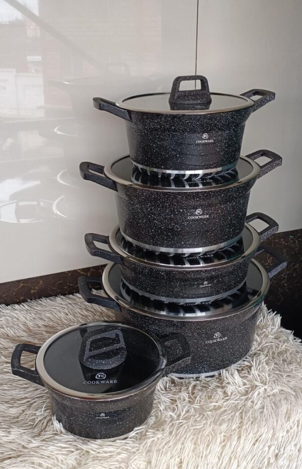bosch 10 piece granite non stick cookware set – dark gray pots & sufuria set