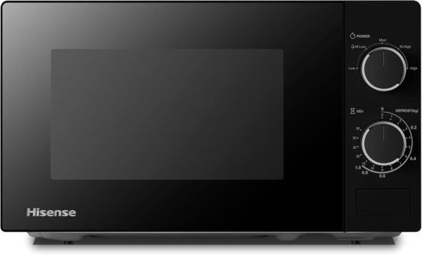 hot sale hisense microwave 20l black colour with mechanical knob control, hisense h20mows1 microwave with mechanical control, capacity 20 l, power 700 watt on 6 levels