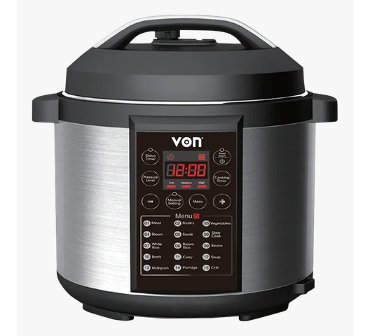 von vscp60mmx 6l electric pressure cooker – 1000w multi function digital cooker with 15 presets & safety system
