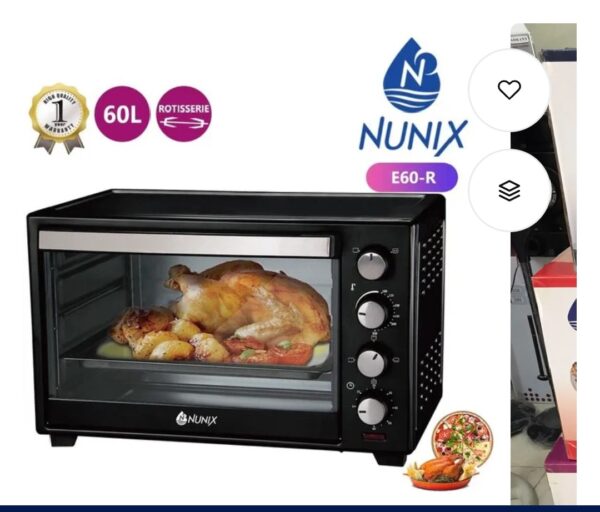 nunix e60 r 60l electric rotisserie oven with double hot plate – multi function baking, grilling & cooking oven
