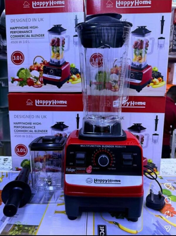 happyhome 2 in1 4500w commercial blender with 3litres double jug, multi functional 2 in1 high performance 4500w commercial blender