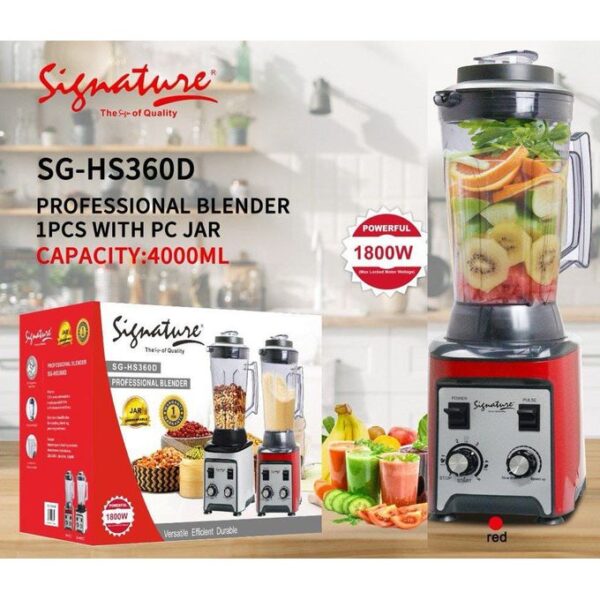 signature 5ltrs heavy duty commercial professional blender blender, smoothie maker, grinding , ice crush, bpa free, powerful 1800w motor, durable stainless steel blades, ideal for restaurants, cafes, and catering use