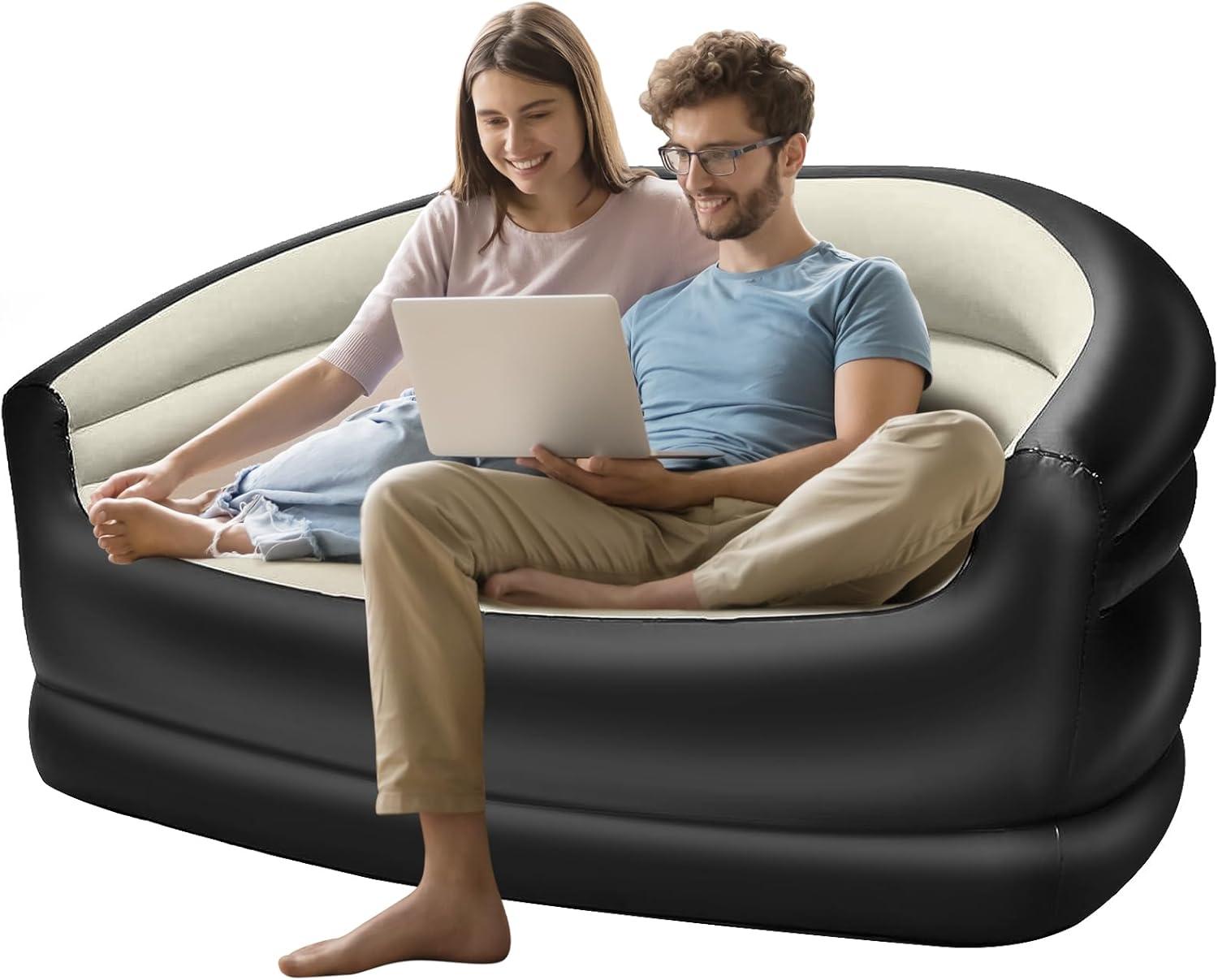 hot sale inflatable sofa for living room 2 seater air sofa bed with free pump chair portable inflatable couch sofa home furniture, multicolor hot sale inflatable sofa for living room 2 seater air sofa bed with free pump chair portable inflatable couch sofa home furniture, multicolor