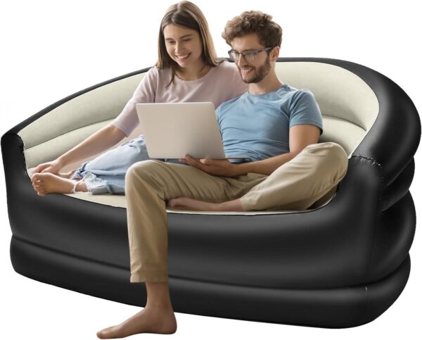 hot sale inflatable sofa for living room 2 seater air sofa bed with free pump chair portable inflatable couch sofa home furniture, multicolor