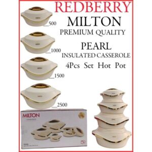 milton premium range designer hotpot set, 4 pcs insulated hotpots – 2500ml, 1500ml, 1000ml & 500ml