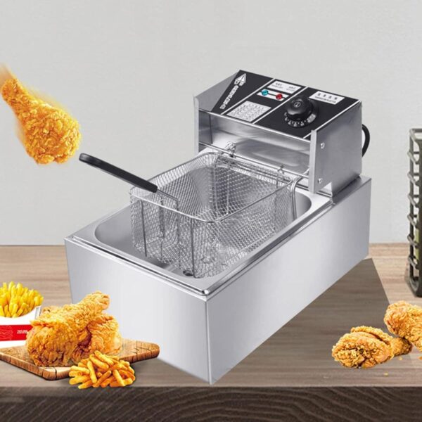 6l commercial deep fryer 2500w electric deep fryers with baskets & lid, stainless steel countertop oil fryer for turkey french fries home kitchen restaurant, adjustable temperature control