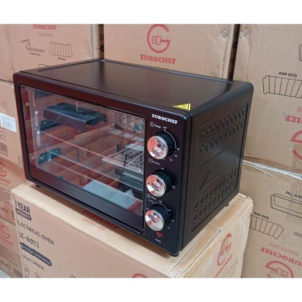 eurochef ec 8022 electric toaster oven 22l large capacity with rotisserie grill + baking tray