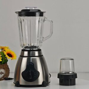 reki heavy duty 2 in 1 blender mixer, grinder ice crusher with 500w copper motor, 1.5l glass jar, stainless steel 6 blade ice crusher, 0.5l grinder jar, 5 speed