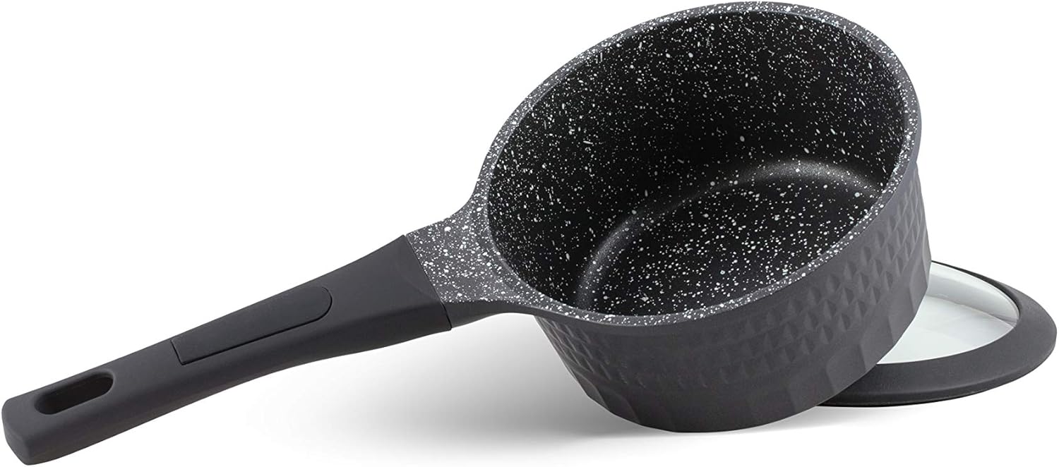 edenberg 10pc cookware set – black | ceramic marble non stick set