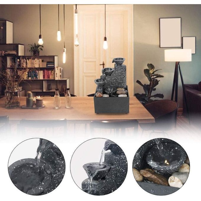3 tier black tabletop water fountain with led light abs/pp, 11.2x9x17cm, usb powered, indoor decoration 3 tier black tabletop water fountain with led light abs/pp, 11.2x9x17cm, usb powered, indoor decoration