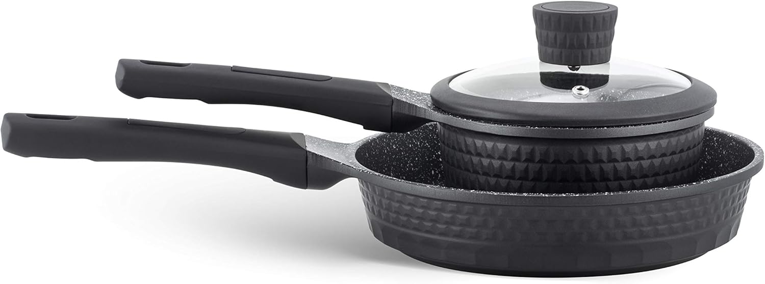 edenberg 10pc cookware set – black | ceramic marble non stick set