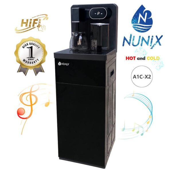 nunix a1c x2 bottom loading water dispenser with hot, normal & cold water + built in hi fi music system
