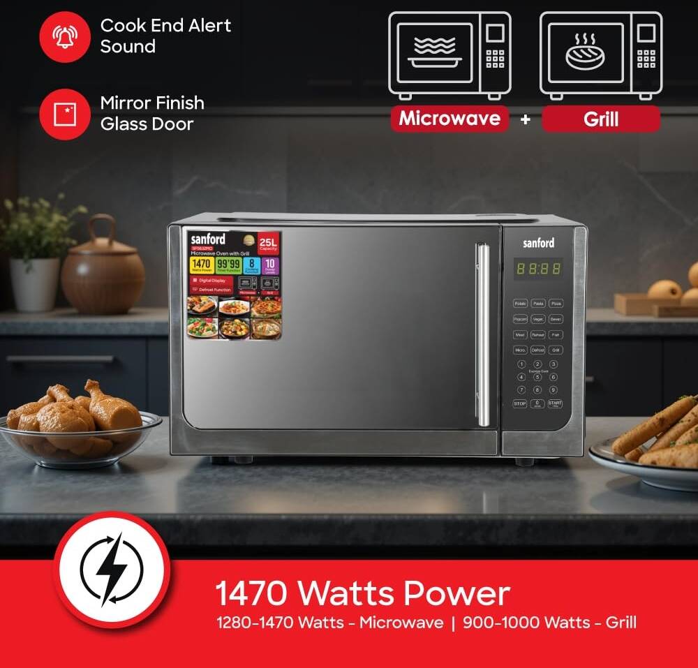sanford sf5632mo 25l digital microwave oven with grill โ 1470w sanford sf5632mo 25l digital microwave oven with grill โ 1470w