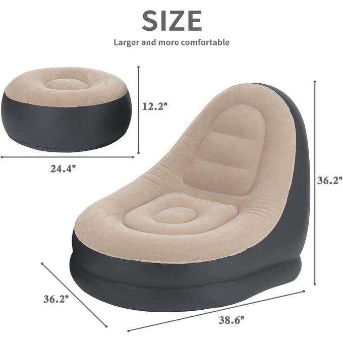 hot sale portable inflatable lounge chair with ottoman blow up chaise lounge air lazy sofa set flocked couch portable inflatable seats for lounge inflatable deck chair for indoor & outdoor with free pump, multicolor hot sale portable inflatable lounge chair with ottoman blow up chaise lounge air lazy sofa set flocked couch portable inflatable seats for lounge inflatable deck chair for indoor & outdoor with free pump, multicolor