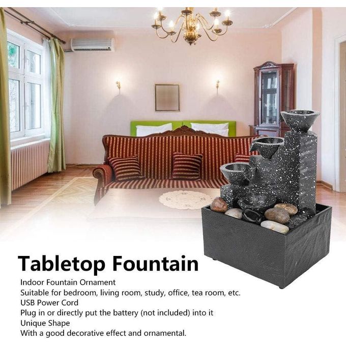 3 tier black tabletop water fountain with led light abs/pp, 11.2x9x17cm, usb powered, indoor decoration 3 tier black tabletop water fountain with led light abs/pp, 11.2x9x17cm, usb powered, indoor decoration
