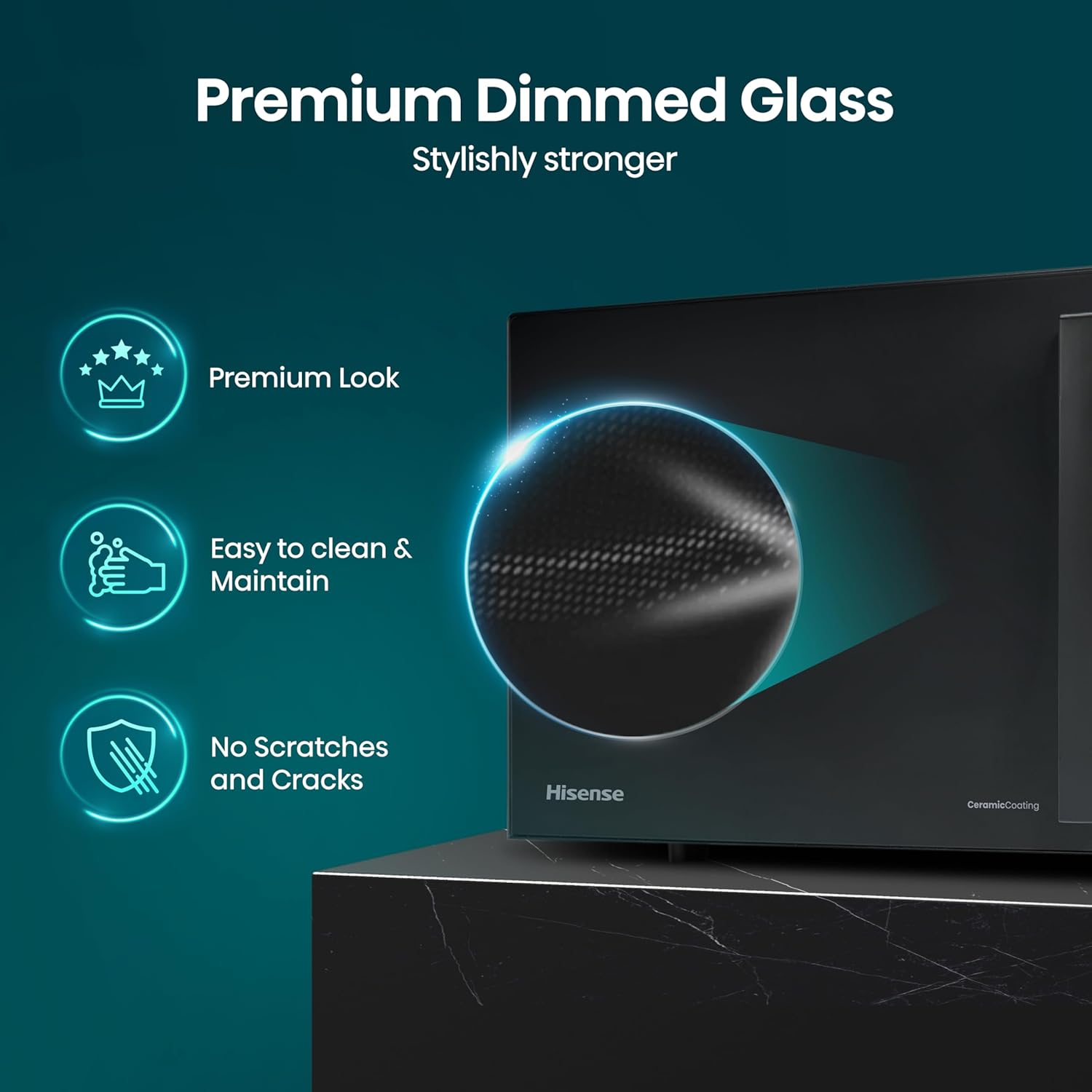 hisense h25mobs7huk 25 litre electronic microwave with auto defrost, digital display, smart cook, multi level cooking and easy clean black: 10 levels of power, 6 preset programmes, premium dimmed glass