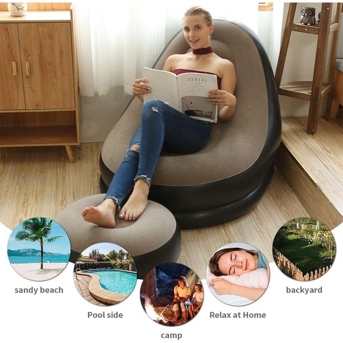 hot sale portable inflatable lounge chair with ottoman blow up chaise lounge air lazy sofa set flocked couch portable inflatable seats for lounge inflatable deck chair for indoor & outdoor with free pump, multicolor hot sale portable inflatable lounge chair with ottoman blow up chaise lounge air lazy sofa set flocked couch portable inflatable seats for lounge inflatable deck chair for indoor & outdoor with free pump, multicolor