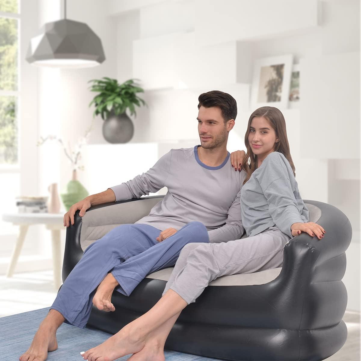 hot sale inflatable sofa for living room 2 seater air sofa bed with free pump chair portable inflatable couch sofa home furniture, multicolor hot sale inflatable sofa for living room 2 seater air sofa bed with free pump chair portable inflatable couch sofa home furniture, multicolor