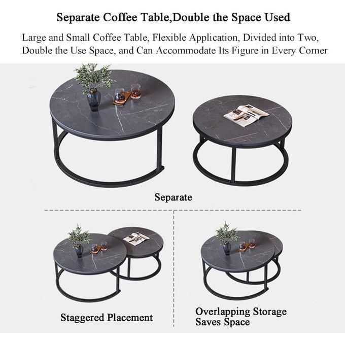 set of 2 nesting of round coffee table set black end table with marble look table top and metal frame sofa side table snack table corner end tea table for living room, multicolour set of 2 nesting of round coffee table set black end table with marble look table top and metal frame sofa side table snack table corner end tea table for living room, multicolour
