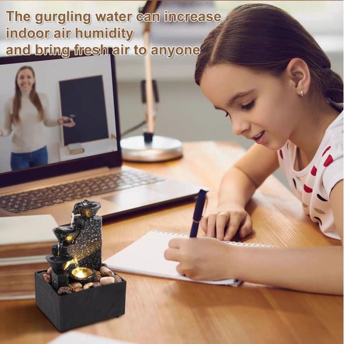 3 tier black tabletop water fountain with led light abs/pp, 11.2x9x17cm, usb powered, indoor decoration 3 tier black tabletop water fountain with led light abs/pp, 11.2x9x17cm, usb powered, indoor decoration