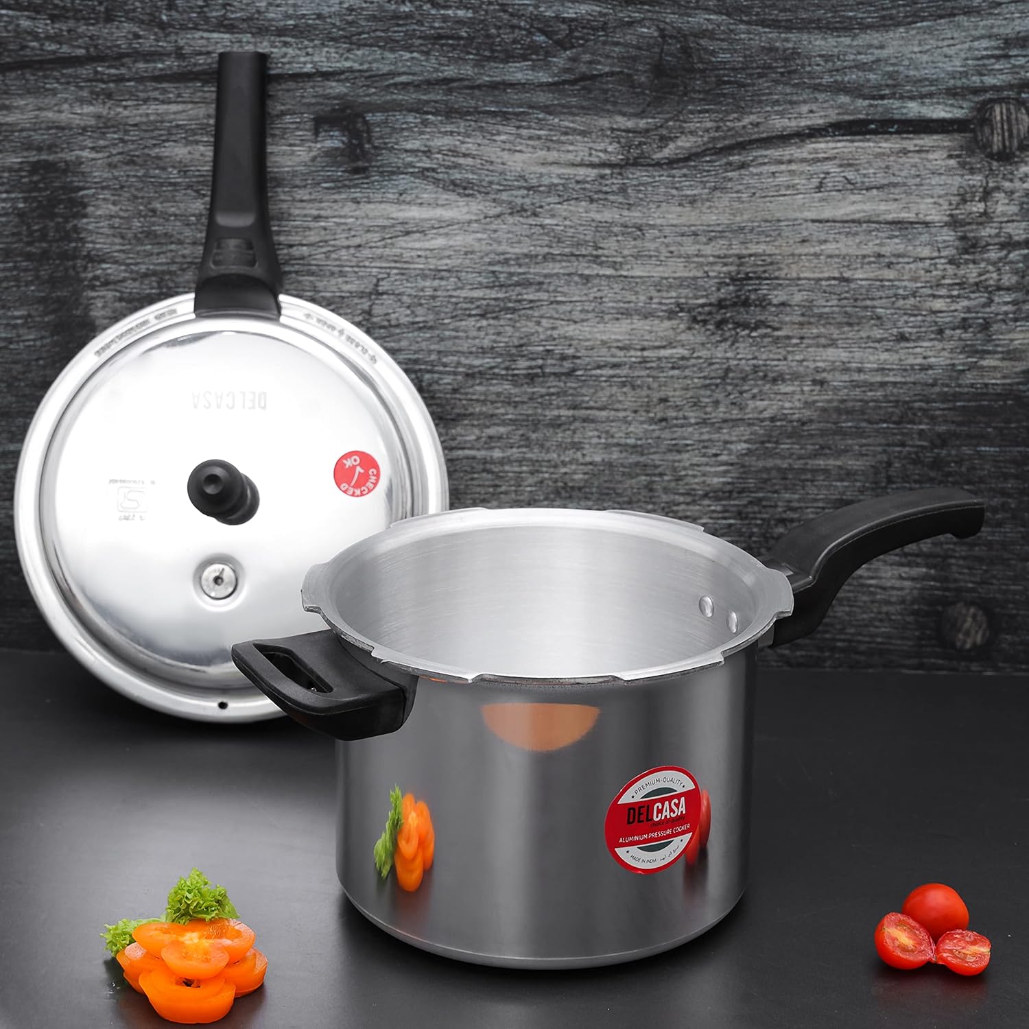 12 liters saral heavy duty aluminium pressure cooker stainless steel pressure cooker | gas stove and induction compatible pressure cooker with outer lid | silver, (12 liters)