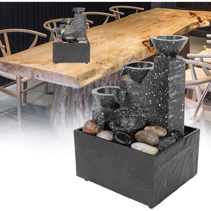 3 tier black tabletop water fountain with led light abs/pp, 11.2x9x17cm, usb powered, indoor decoration 3 tier black tabletop water fountain with led light abs/pp, 11.2x9x17cm, usb powered, indoor decoration