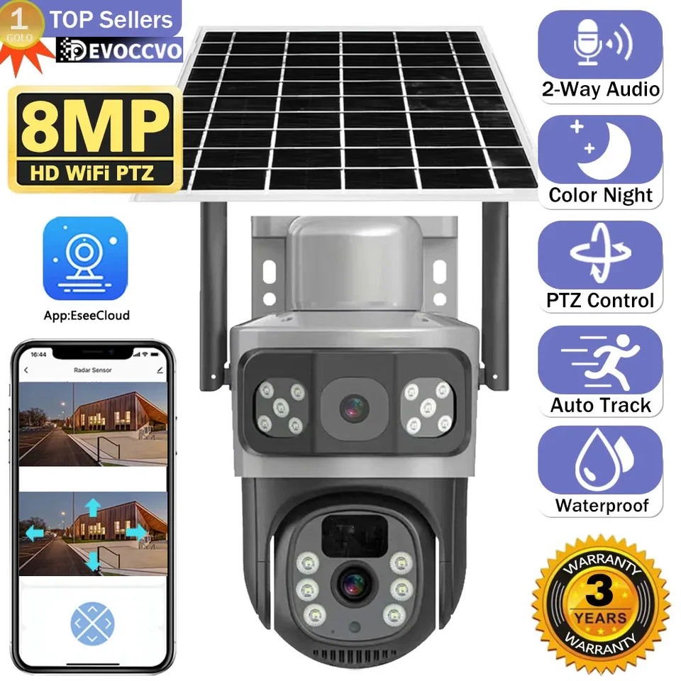 4g ptz 360 cctv camera with alarm, energy devices 5g dual lens solar security camera with 4g/5g sim support, 360° ptz view, night vision, motion detection, two way audio, ip66 waterproof, low power consumption, and mobile app control