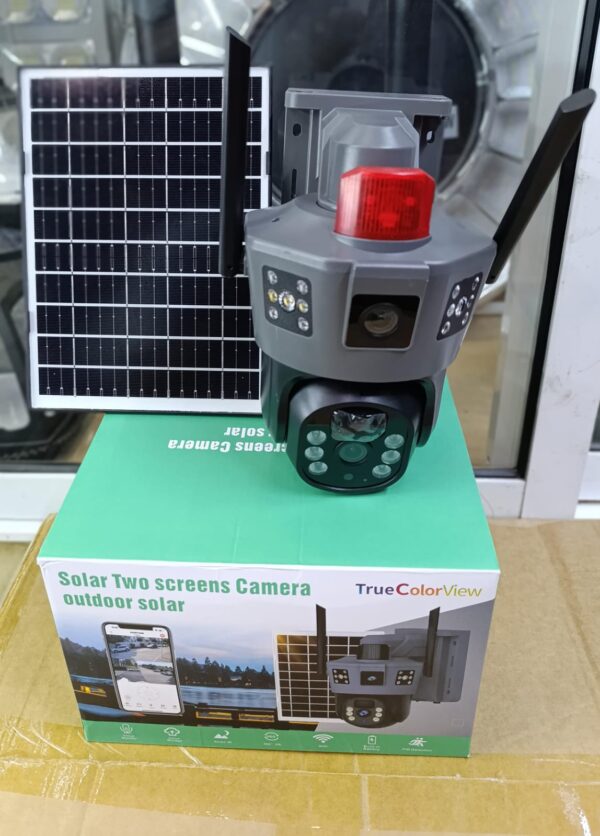 dual lens two screens 4g ptz 360 cctv camera with alarm, 8mp wireless solar camera outdoor dual lens wifi 1080p ip security auto tracking
