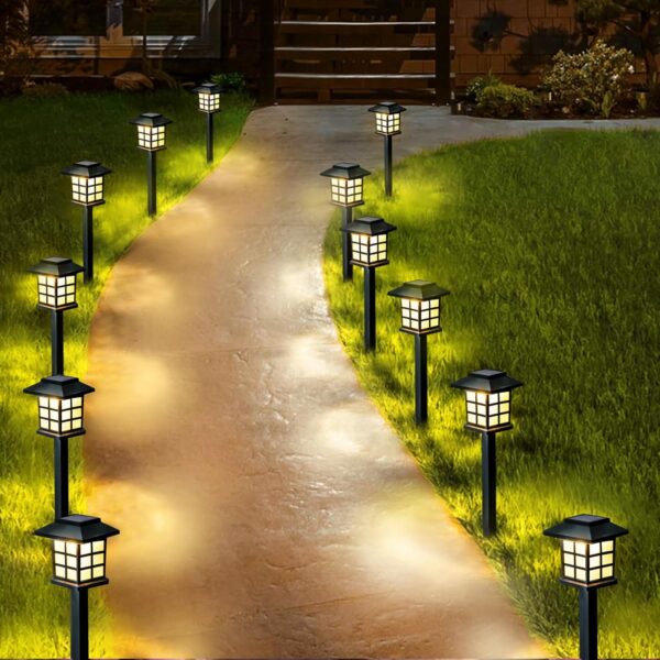 6 pieces waterproof decorative lawn lamp outdoor solar garden lights, set of 6 led solar lights outdoor waterproof, solar walkway lights maintain 10 hours of lighting for your garden, landscape, path, yard, patio, driveway