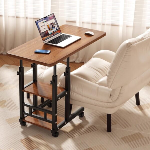 multifunctional folding laptop desk, computer desk with wheels storage shelf foldable side table adjustable laptop sofa bed study desk portable home office work desk