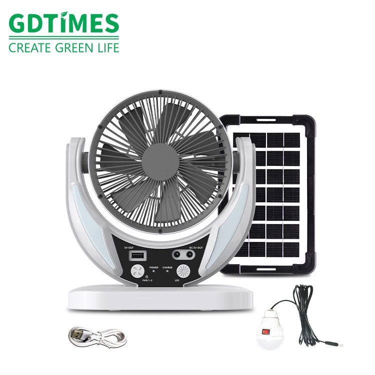 gdtimes 6 inch solar table fan solar panel usb port lithium battery (4500mah) 6 8 hours with one led bulb for home desk bedroom outdoor office gdtimes 6 inch solar table fan solar panel usb port lithium battery (4500mah) 6 8 hours with one led bulb for home desk bedroom outdoor office